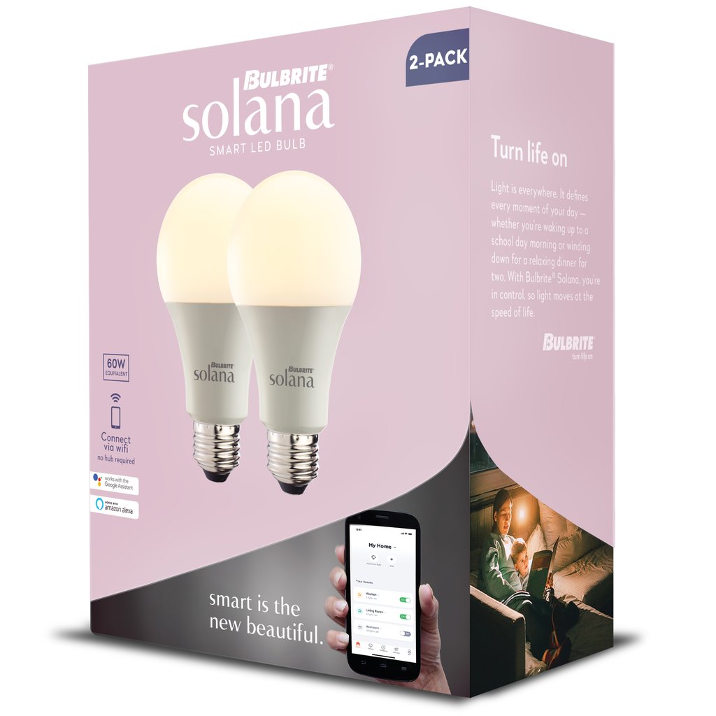2 pack - Solana 190121 8W A19 LED Light Bulb