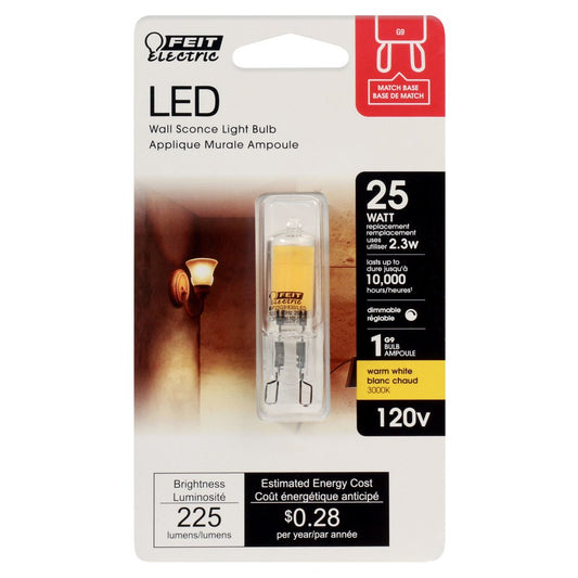 Feit Electric BP25G9/830/LED 2.3W Warm White LED Light Bulb