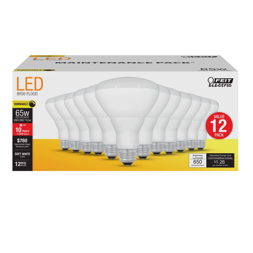 4 pack - Feit Electric BR30DM/10KLED/MP/12 10.5W BR30 LED Light Bulb