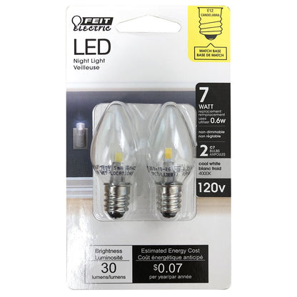6 pack - Feit Electric BPC7/LED 0.6W C7 White LED Light Bulb