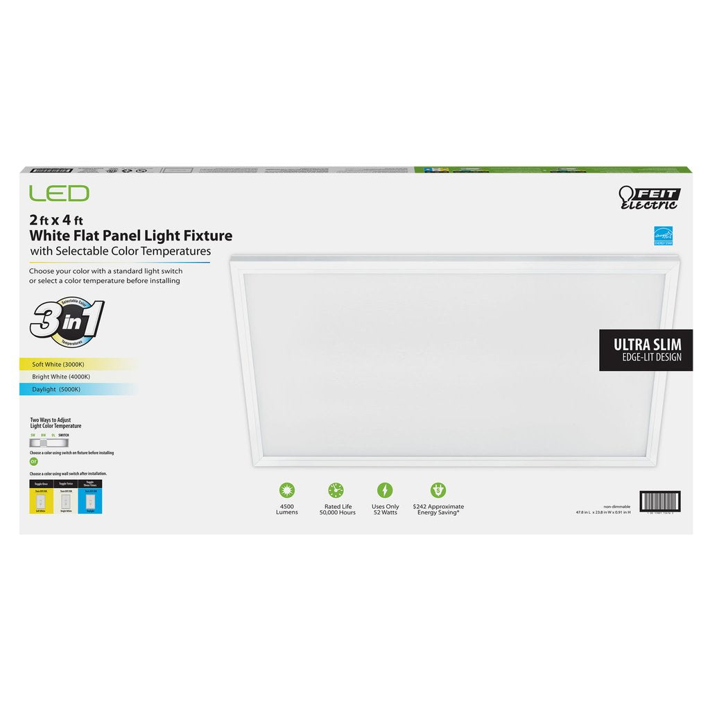 Feit Electric FP2X4/4WY/WH 52W LED Fixture 2 ft. x 4 White Integrated
