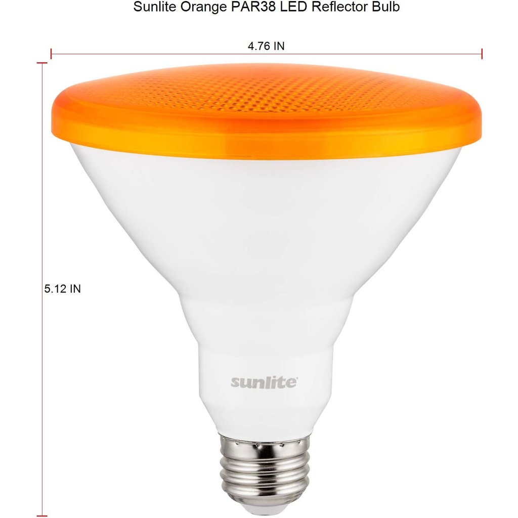 6 pack - Sunlite 80555-SU 12W PAR38 Orange LED Light Bulb
