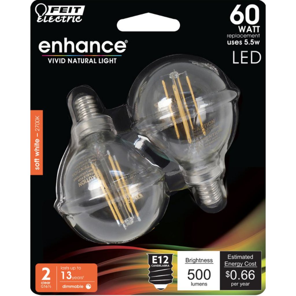 12 pack - Feit Electric BPG1660927CAFIL/2/RP 5.5W G16.5 LED Light Bulb