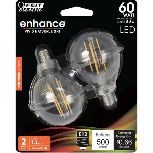 12 pack - Feit Electric BPG1660927CAFIL/2/RP 5.5W G16.5 LED Light Bulb