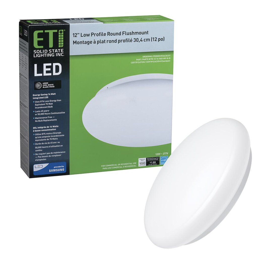 Eti 54436241 14W LED Close-To-Ceiling Fixture 12 in. 14-Watt Low