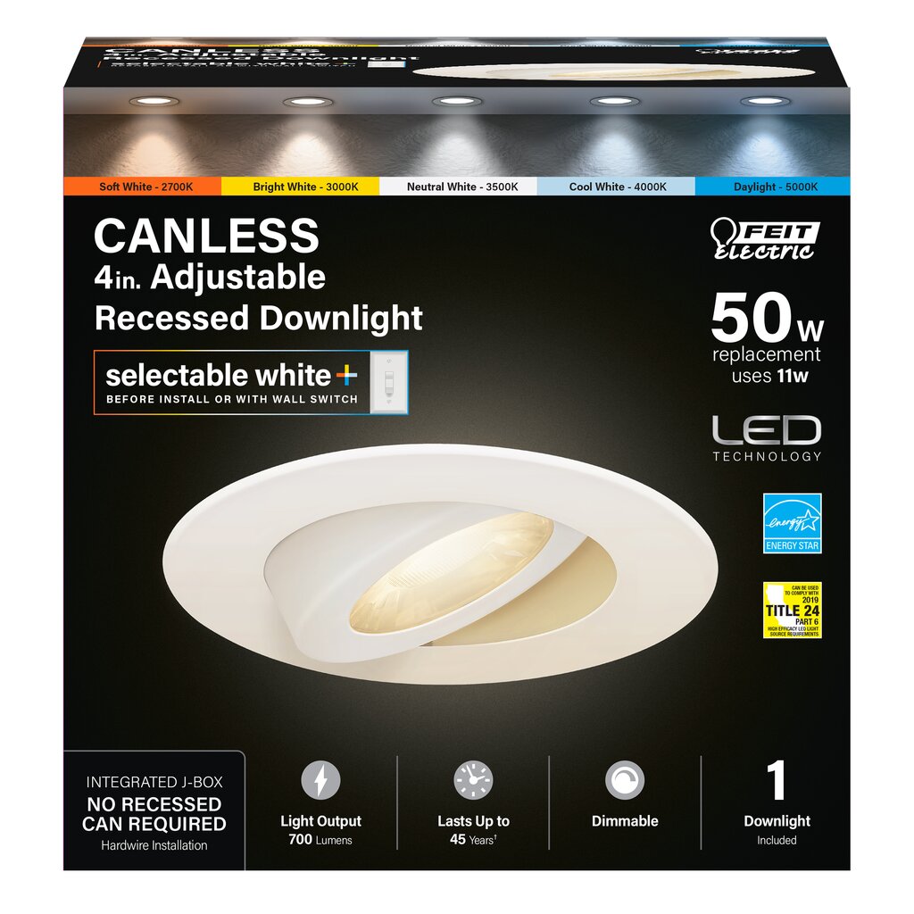 4 pack - Feit Electric LEDR4XT/ADJ/6WYCA 11W LED Adjustable Dimmable