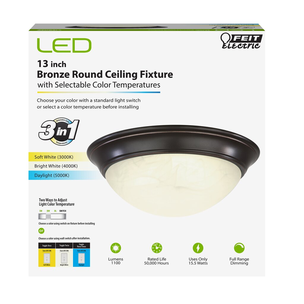 4 pack - Feit Electric DOME13/4WY/NK 11.5W LED Dome Dimmable Fixture