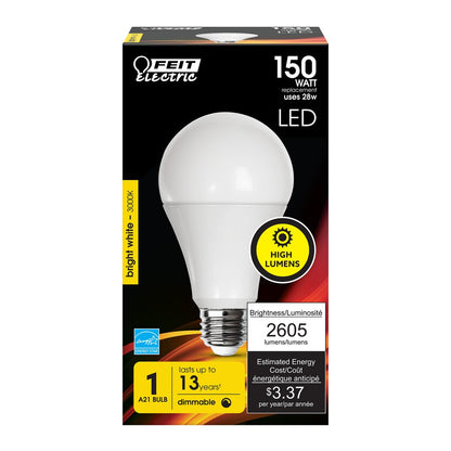 4 pack - Feit Electric OM150DM/830/LED 28W A21 LED Light Bulb