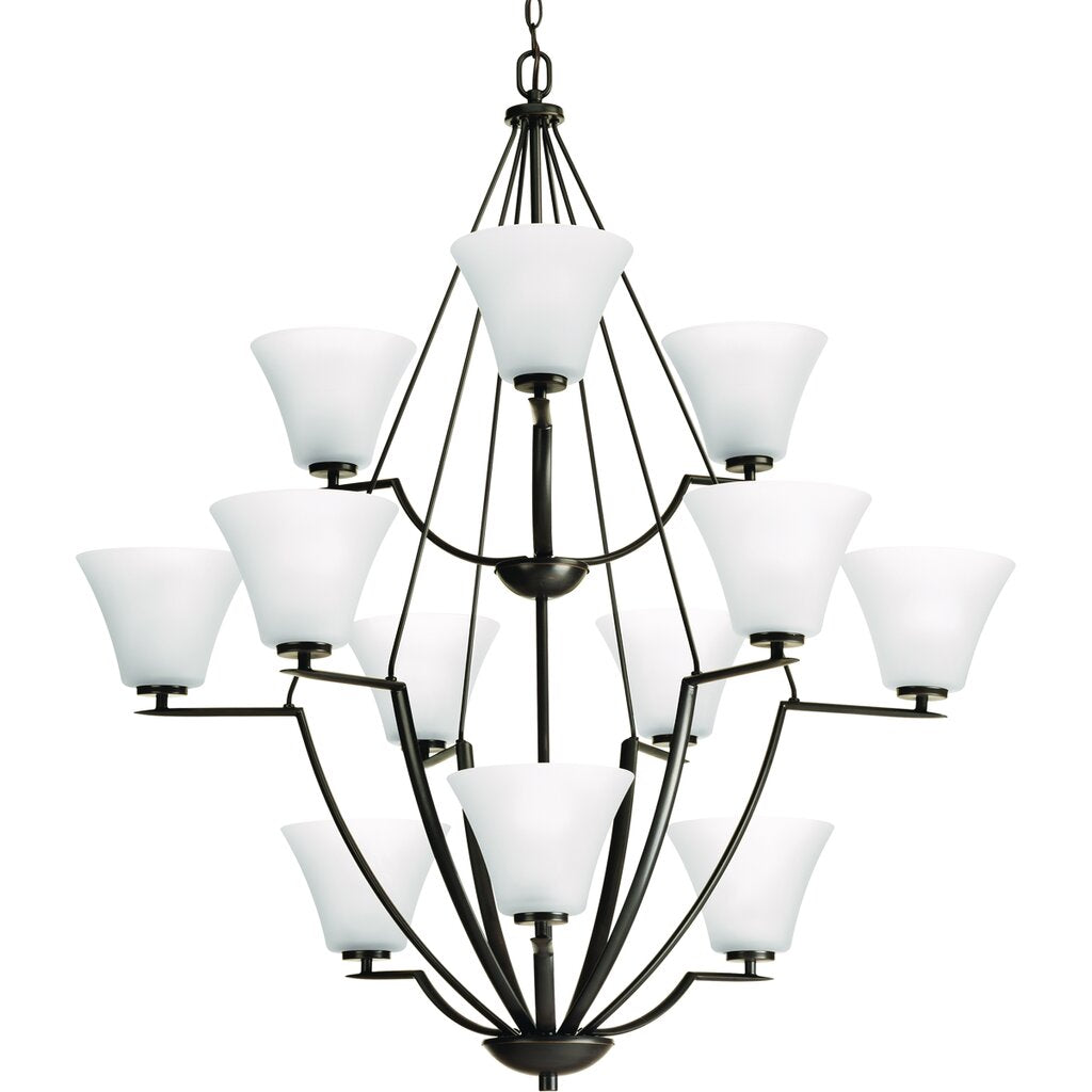 Progress Lighting P4687-20W Chandelier Fixture Twelve-light three-tier
