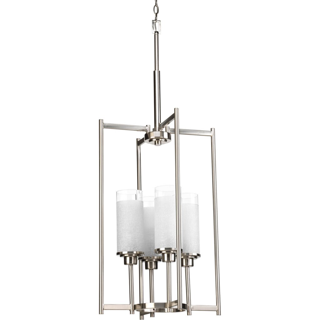 Progress Lighting P3977-09 Fixture Four-light foyer with white linen