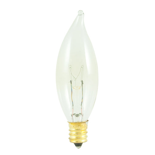 Bulbrite 493125 Bulbrite Incandescent 25 Watt CA8 Light Bulbs with a Clear Finish and Candelabra Screw (E12) Base, 2700K (Warm White Light)