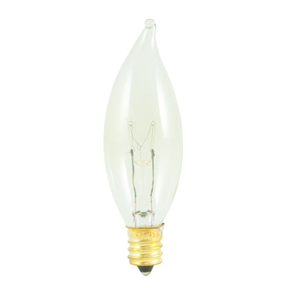 Bulbrite 493125 Bulbrite Incandescent 25 Watt CA8 Light Bulbs with a Clear Finish and Candelabra Screw (E12) Base, 2700K (Warm White Light)