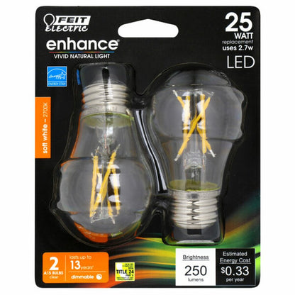 2 pack - Feit Electric BPA1525/927CA/FIL/2 2.7W A15 LED Light Bulb