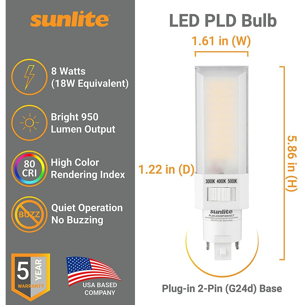 12 pack - Sunlite 88800-SU 8W CCT LED Light Bulb