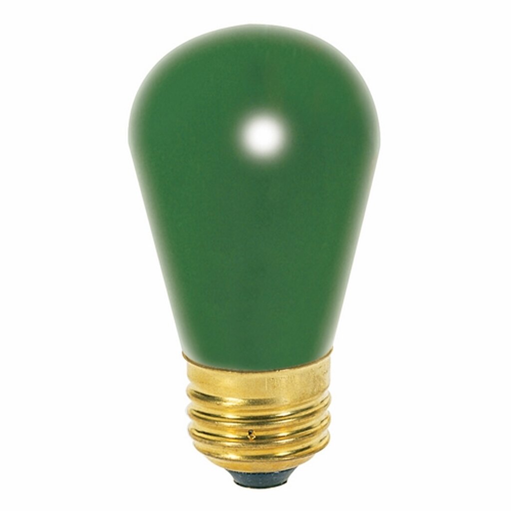 4 pack - Satco S3962 11W S14 Green Incandescent Light Bulb