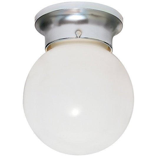 Satco 77/110 Fixture 1 Light - 6 Ceiling White Ball Polished Chrome