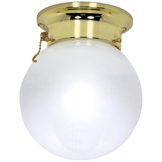 Satco 60-295 Flush Mount Fixture 1 Light; 6 in.; Ceiling Mount; White