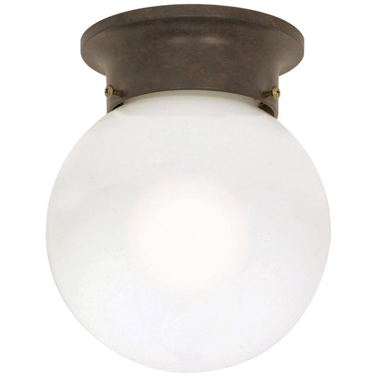 Satco 60-247 Flush Mount Fixture 1 Light; 6 in.; Ceiling Mount; White