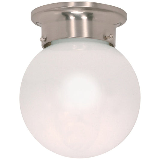 Satco 60-245 Flush Mount Fixture 1 Light; 6 in.; Ceiling Mount; White