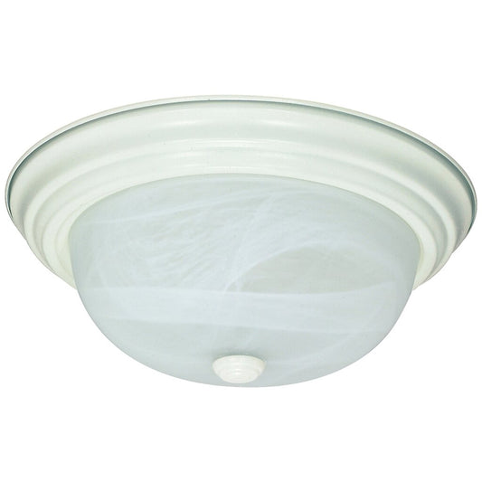 Satco 60-222 Flush Mount Fixture 2 Light; 13 in.; Alabaster Glass