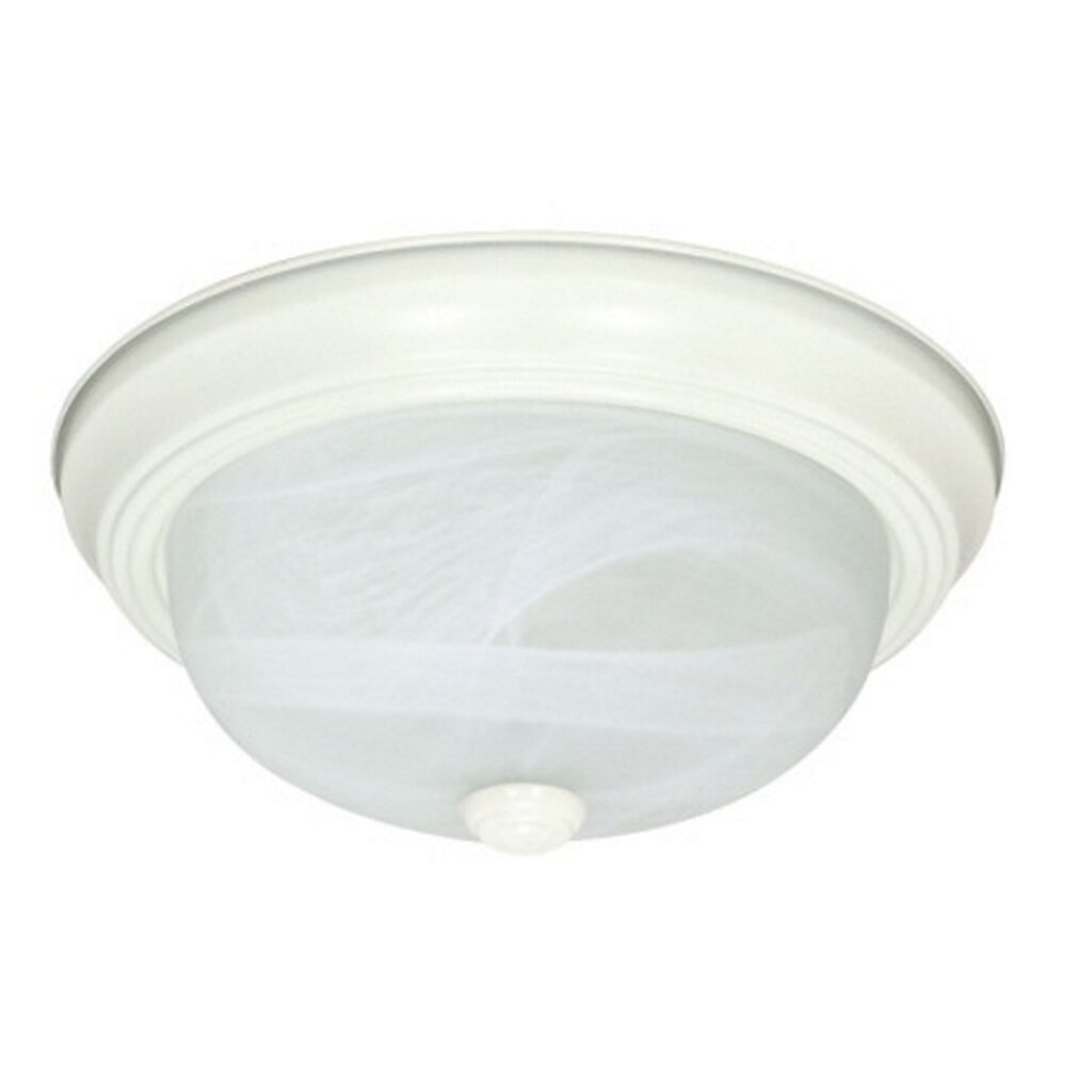 Satco 60-221 Flush Mount Fixture 2 Light; 11 in.; Alabaster Glass