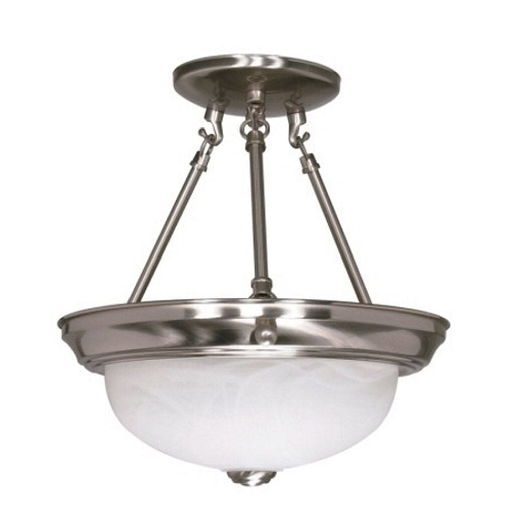 Satco 60-200 Semi Flush Fixture 2 Light; 11 in.; Semi-Flush; Alabaster