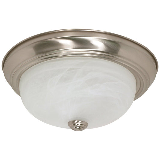 Satco 60-198 Flush Mount Fixture 2 Light; 13 in.; Alabaster Glass