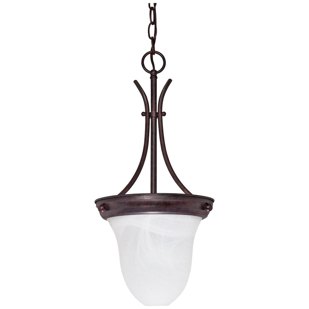 Satco 60-395 Pendant Fixture 1 Light; 10 in.; Alabaster Glass Bell