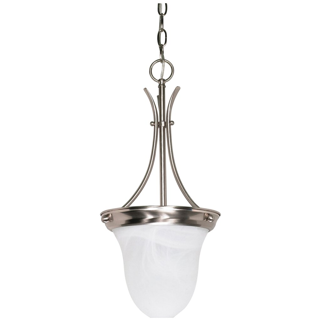 Satco 60-394 Pendant Fixture 1 Light; 10 in.; Alabaster Glass Bell