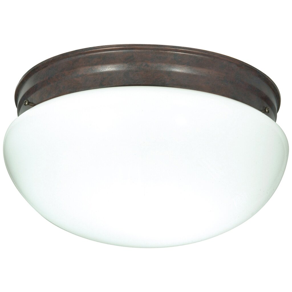Satco 76/604 Fixture 2 Light - 12 Flush Mount Large White Mushroom Old