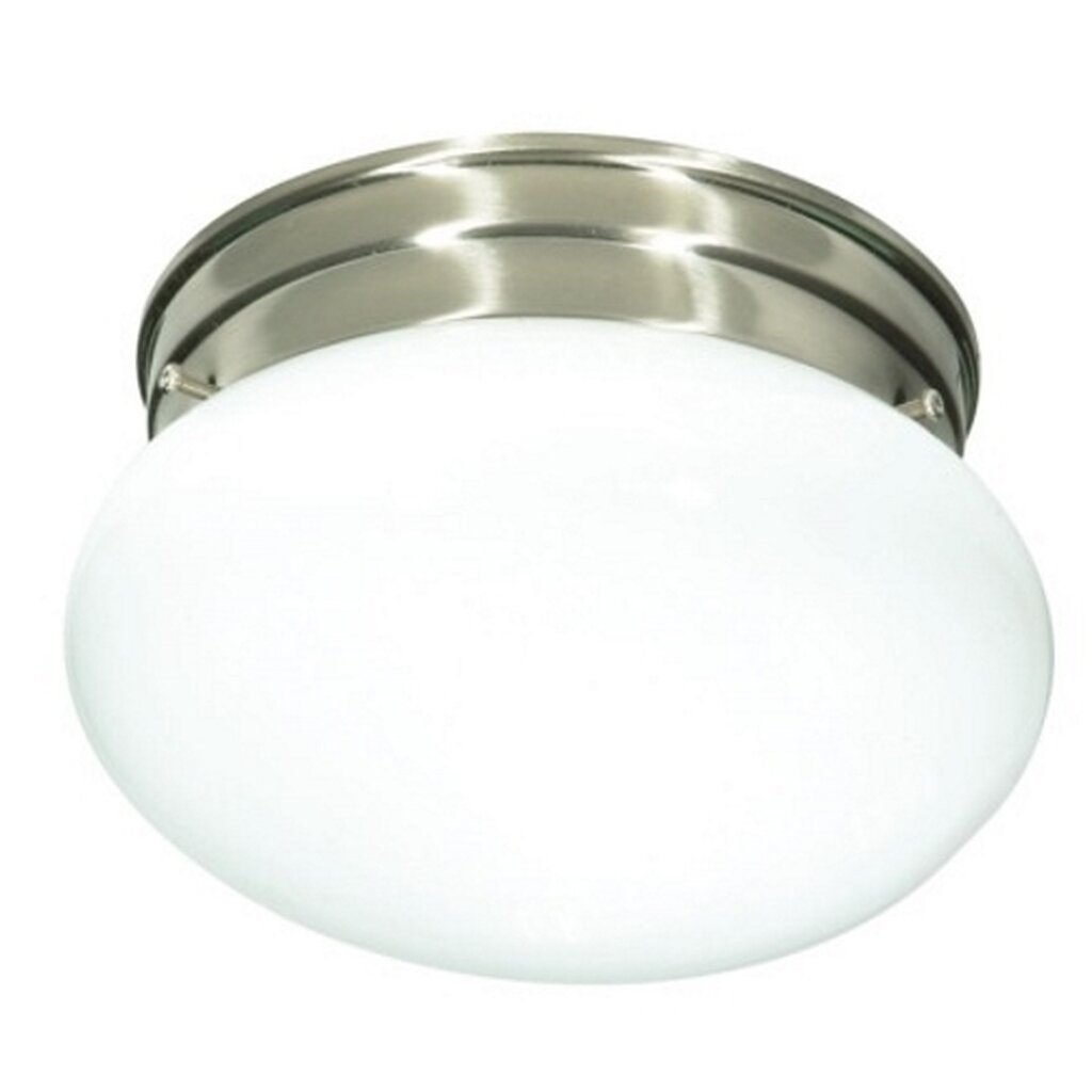 Satco 76/601 Fixture 1 Light - 8 Flush Mount Small White Mushroom