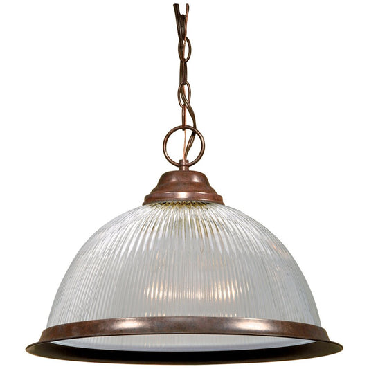 Satco 76/447 Fixture 1 Light - 15 Pendant Clear Prismatic Dome Old