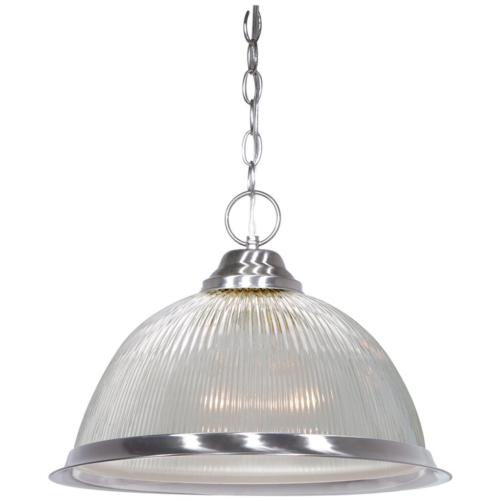 Satco 76/446 Fixture 1 Light - 15 Pendant Clear Prismatic Dome Brushed