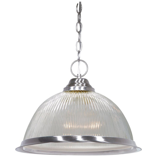 Satco 76/446 Fixture 1 Light - 15 Pendant Clear Prismatic Dome Brushed