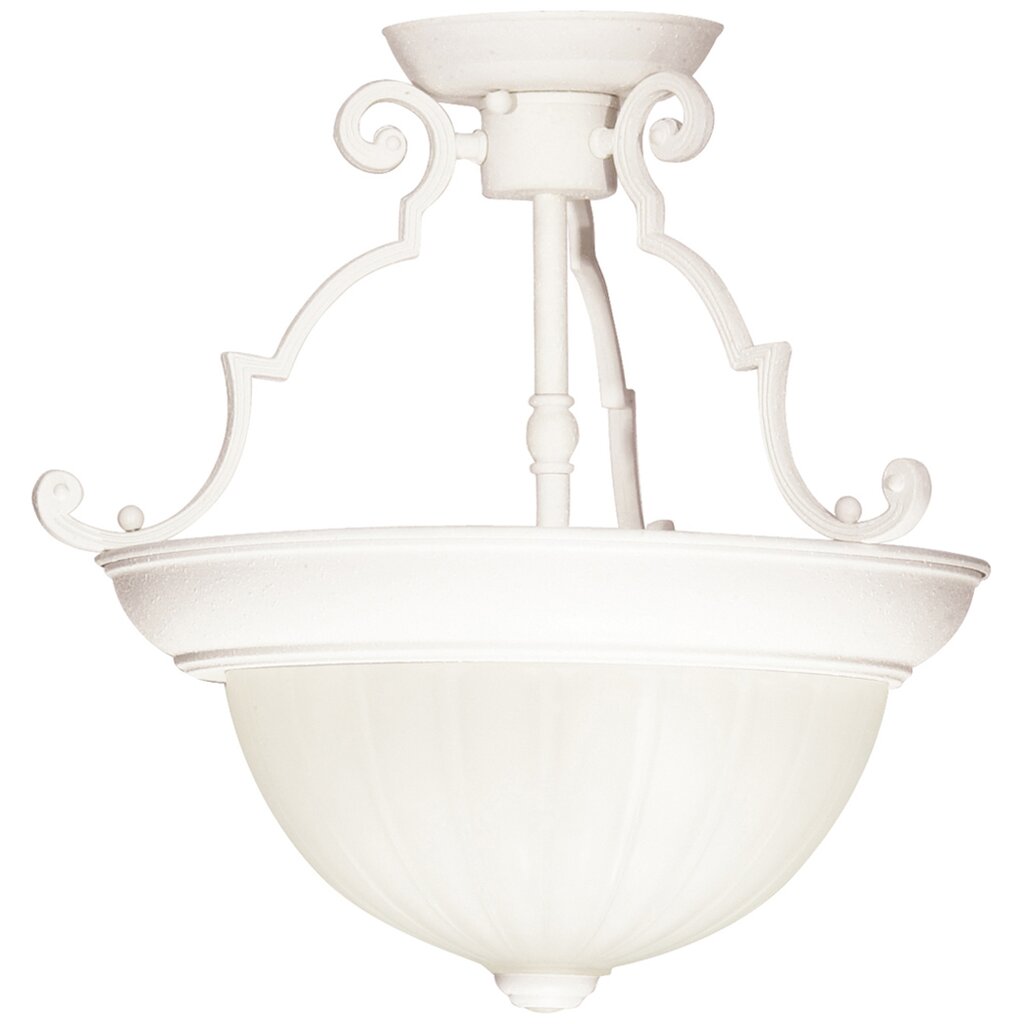 Satco 76/435 Fixture 2 Light - 13 Semi-Flush Frosted Melon Glass