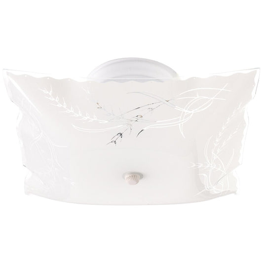 Satco 76/270 Fixture 2 Light - 12 Ceiling Square Wheat / Ruffled Edge