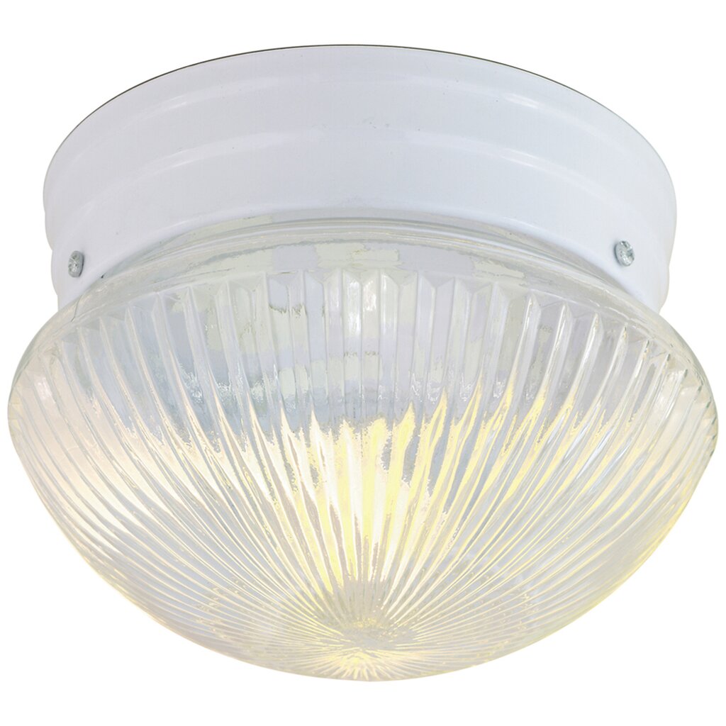 Satco 76/251 Fixture 1 Light - 8 Flush Mount Small Clear Ribbed