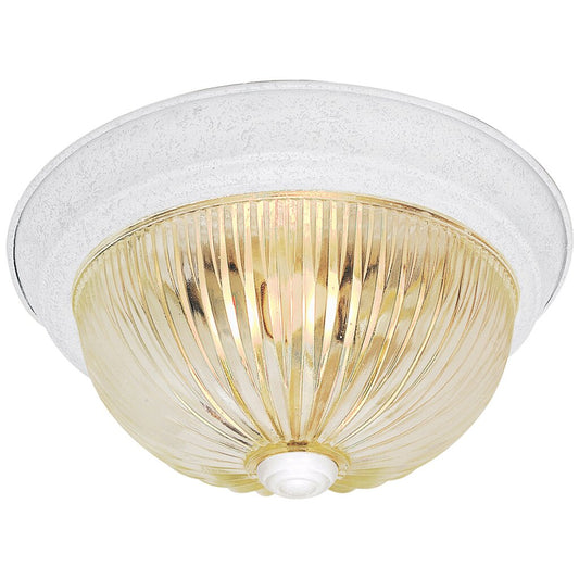 Satco 76/191 Fixture 2 Light - 11 Flush Mount Clear Ribbed Glass