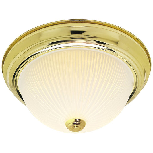 Satco 76/132 Fixture 2 Light - 13 Flush Mount Frosted Ribbed Polished