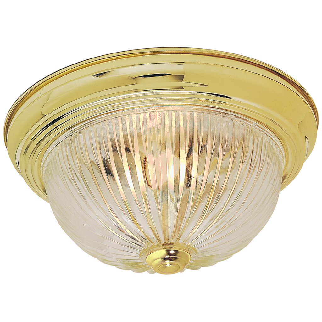 Satco 76/091 Fixture 2 Light - 11 Flush Mount Clear Ribbed Glass