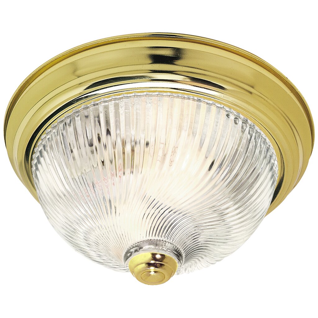 Satco 76/025 Fixture 2 Light - 13 Flush Mount Clear Ribbed Swirl Glass