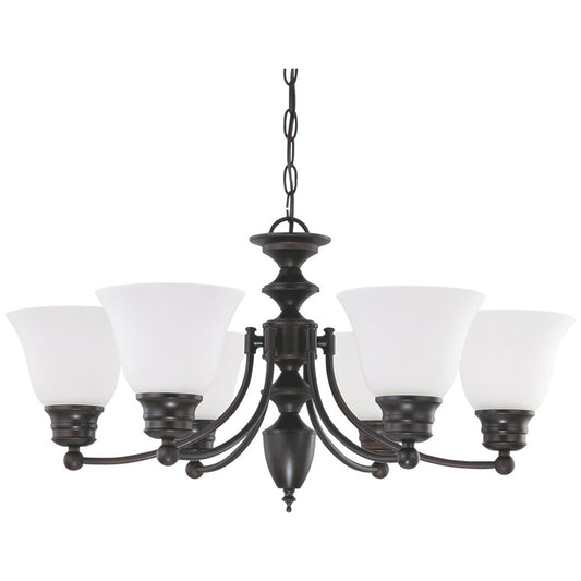 Satco 60-3169 Chandelier Fixture Empire; 6 Light; 26 in.; with Frosted