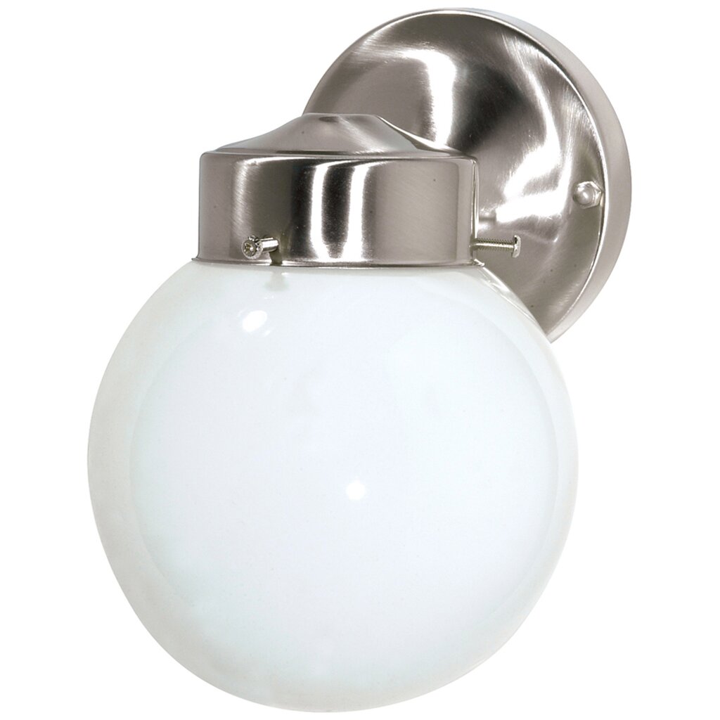 Satco 76/705 Fixture 1 Light - 6 Porch Wall With White Globe Brushed