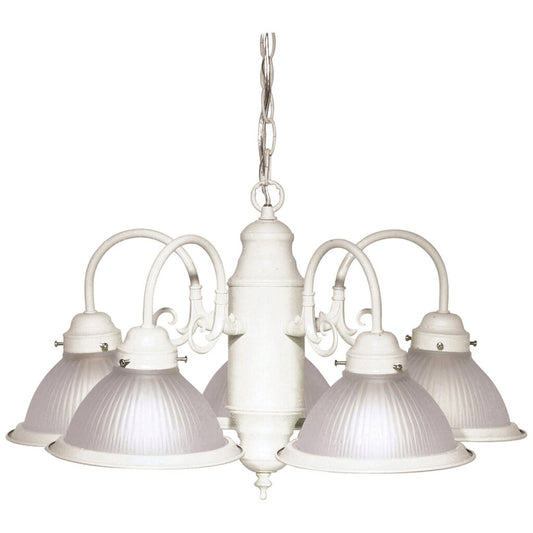 Satco 76/693 Fixture 5 Light - 22 Chandelier With Frosted Ribbed