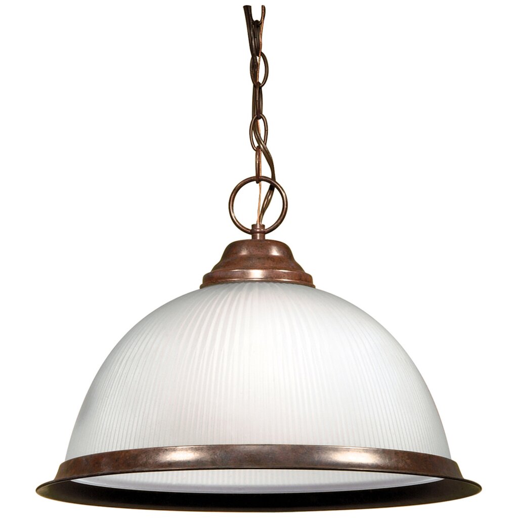 Satco 76/690 Fixture 1 Light - 15 Pendant Frosted Prismatic Dome Old