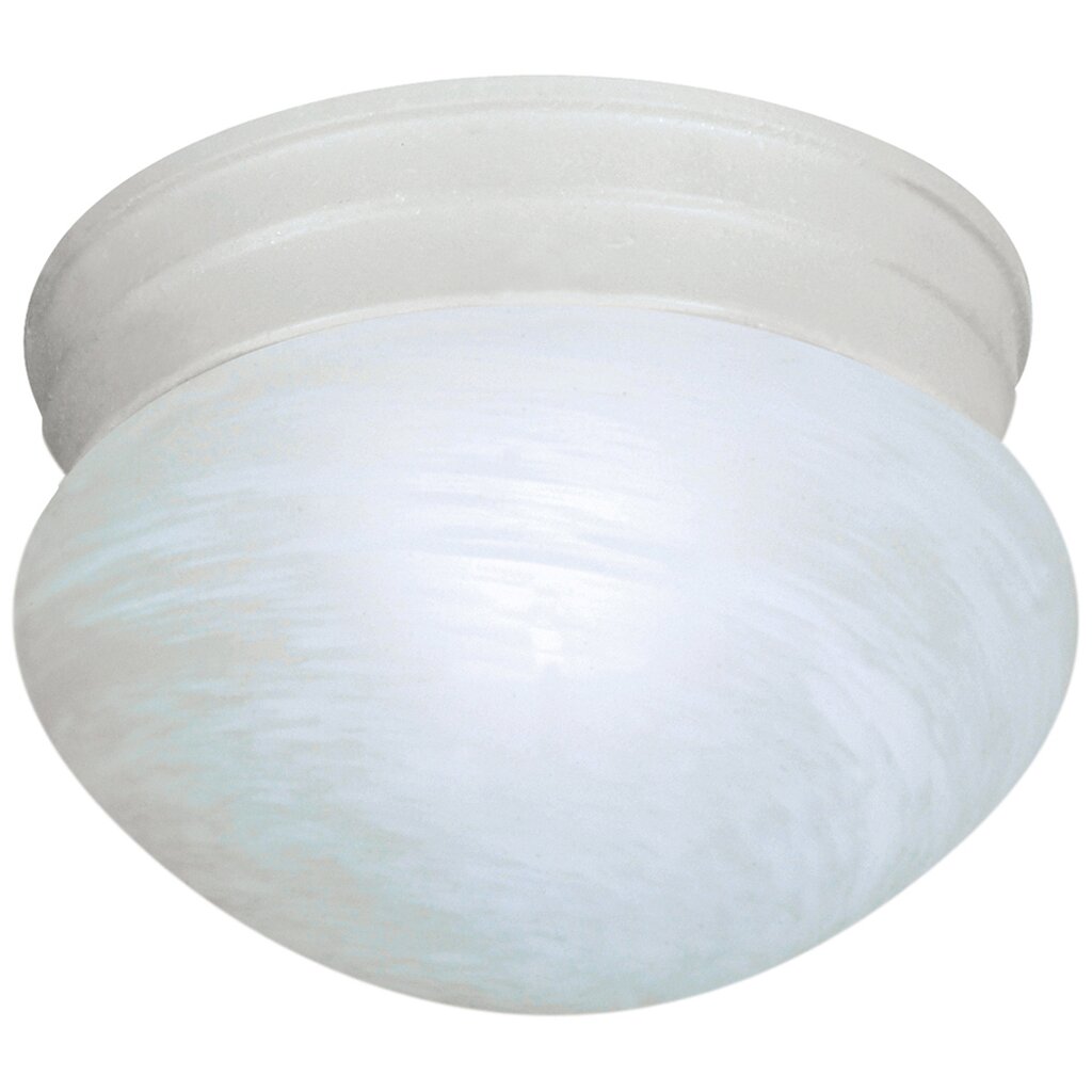 Satco 76/612 Fixture 1 Light - 8 Flush Mount Small Alabaster Mushroom