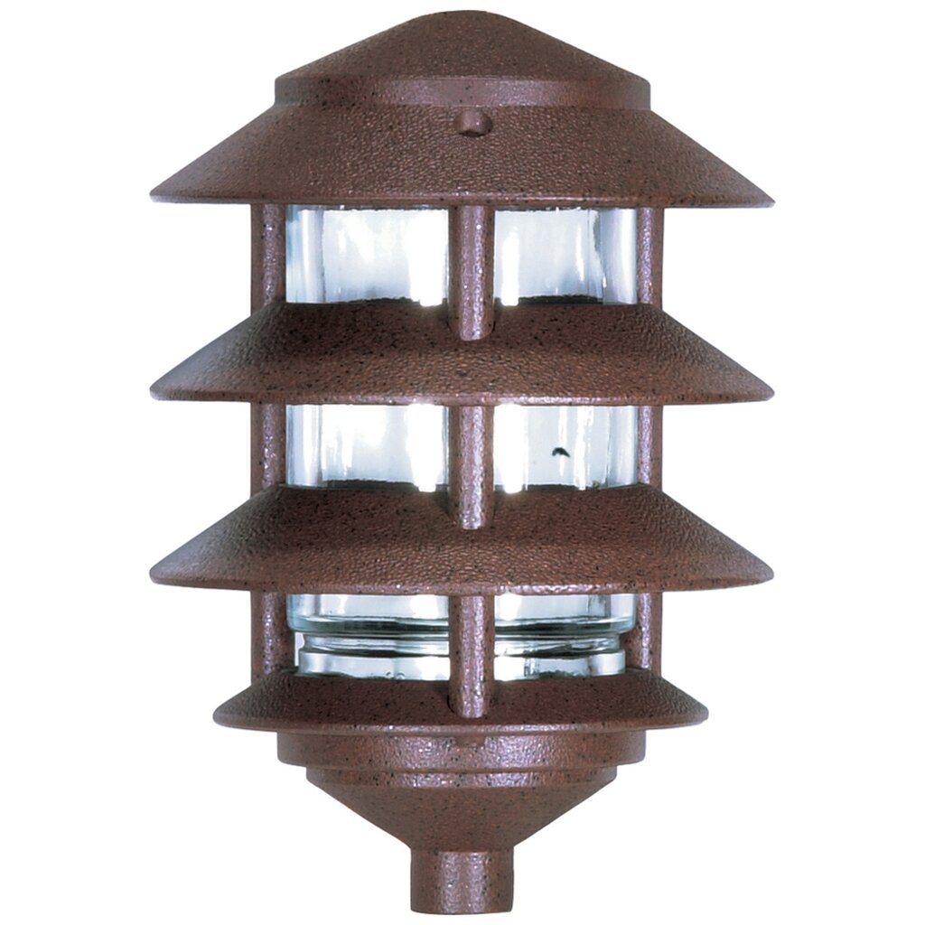 Satco 76/633 Fixture 4 LOUVER PAGODA GARDEN LIGHT - Old Bronze