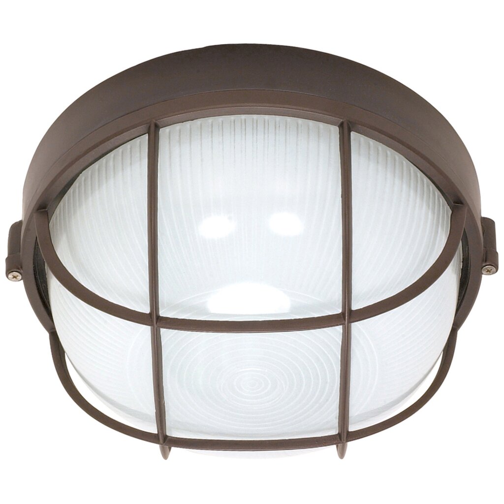 Satco 60-519 Bulk Head Fixture 1 Light; 10 in.; Round Cage Die Cast