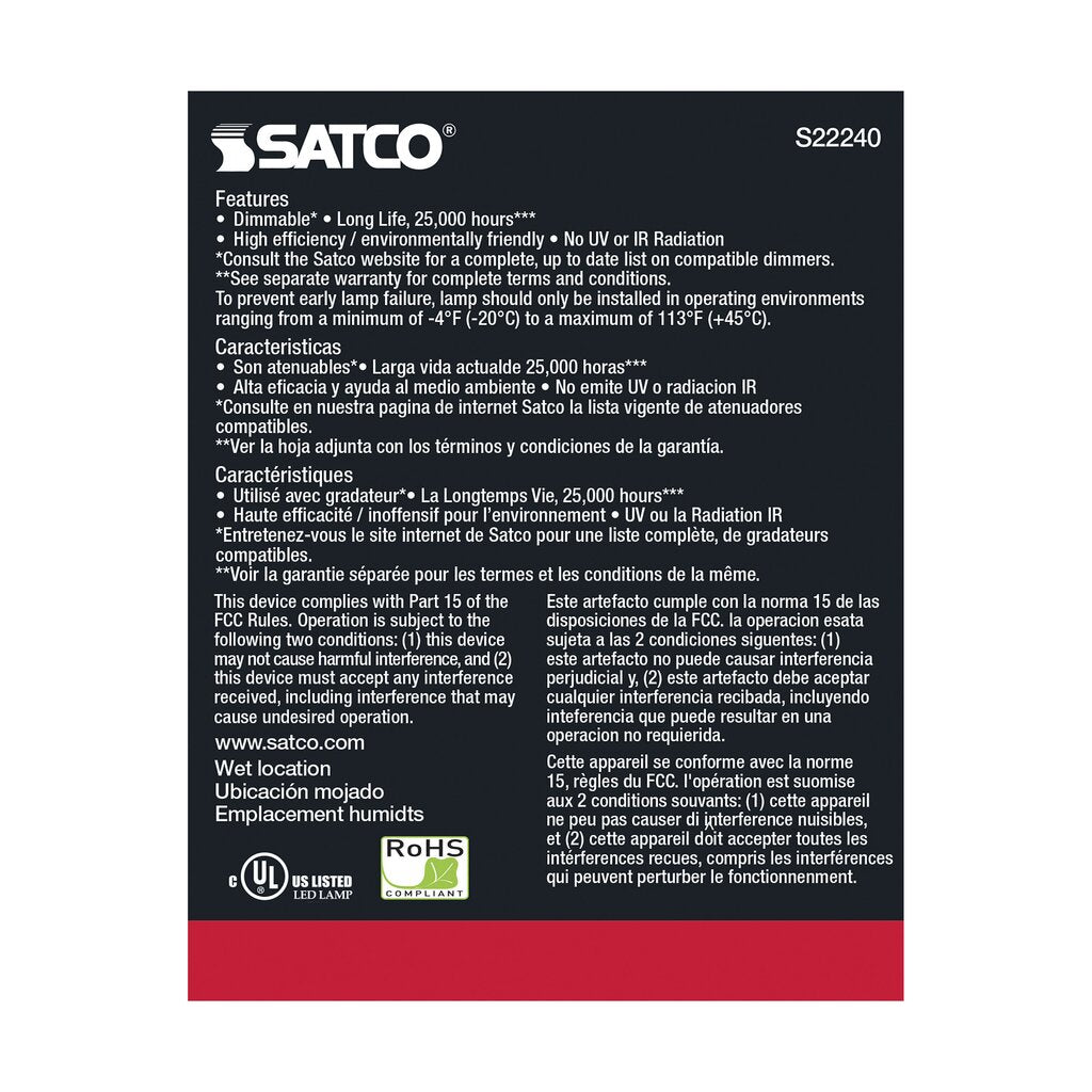 6 pack - Satco S22240 20.5W PAR30 Long Warm White LED Light Bulb