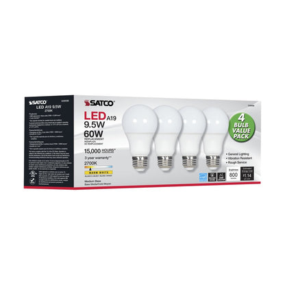 Satco S39596 9.5W A19 LED Light Bulb